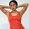 Square Neck Waffle Tank in Paprika