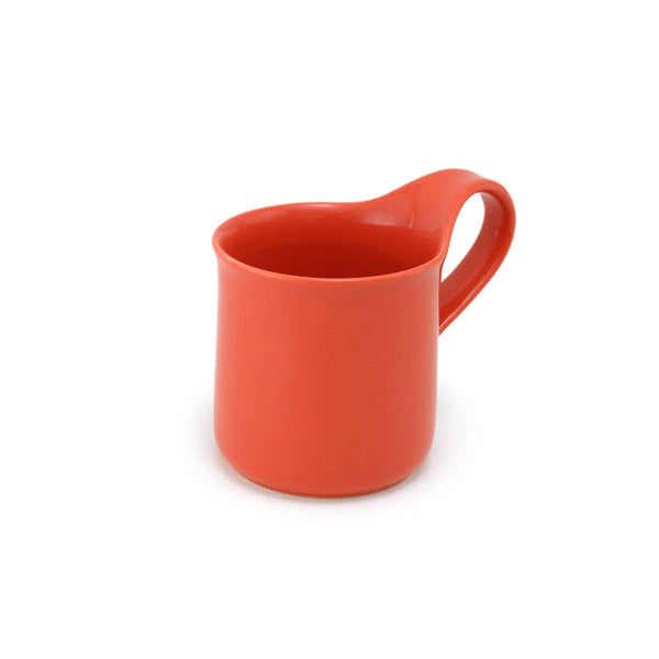Red-orange mug on a white background