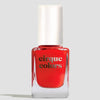 Red nail polish bottle with 'cirque colors' branding on a light gray background