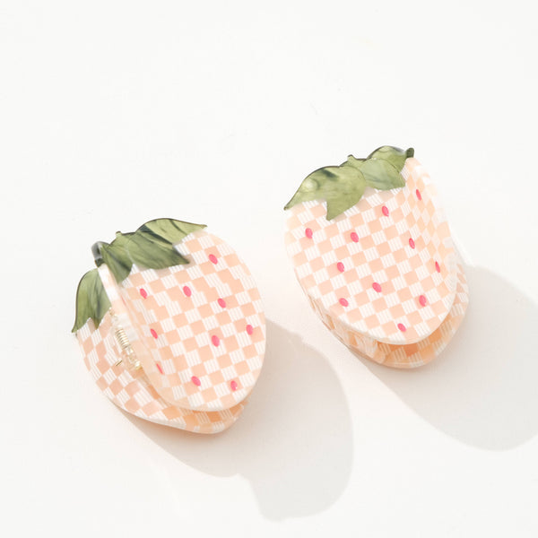 Gingham Strawberry Claw Clip - Small