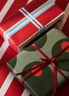 Olive and Red Stripe Double Sided Gift Wrap (set of 3 sheets)