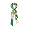 Silk Twill Skinny Scarf in Checkerboard Green