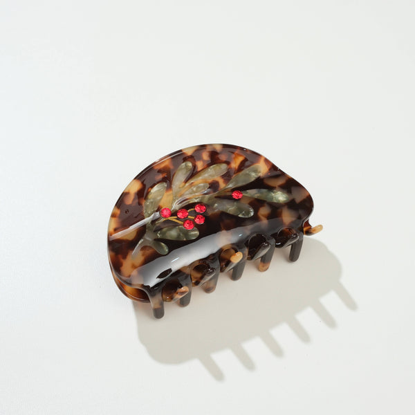 Tortoise Mistletoe Sprig Claw Clip