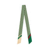 Silk Twill Skinny Scarf in Checkerboard Green