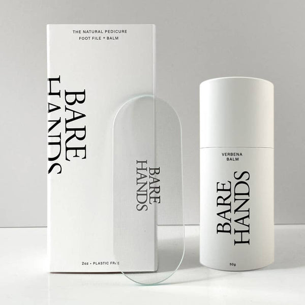 Bare Hands natural pedicure set on a grey background.