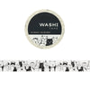 Washi tape with black and white cat doodles design on a white background