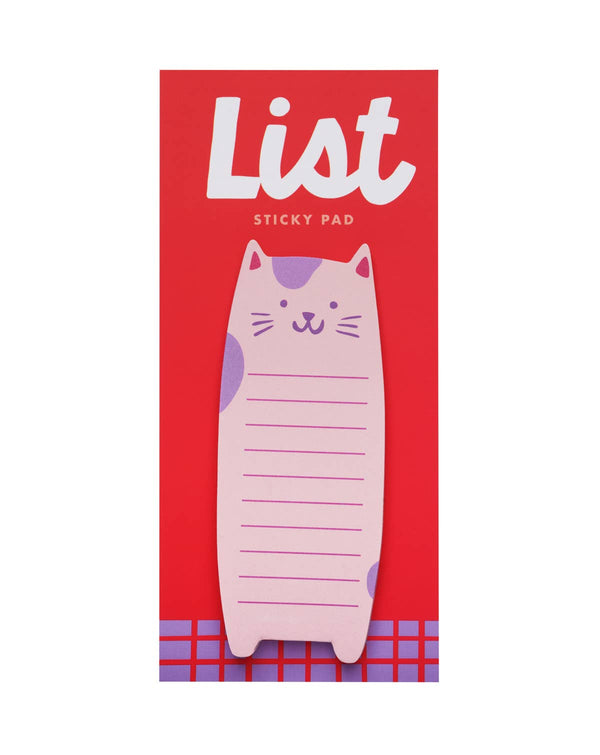 Cat-shaped sticky note pad with 'List' text on a red background