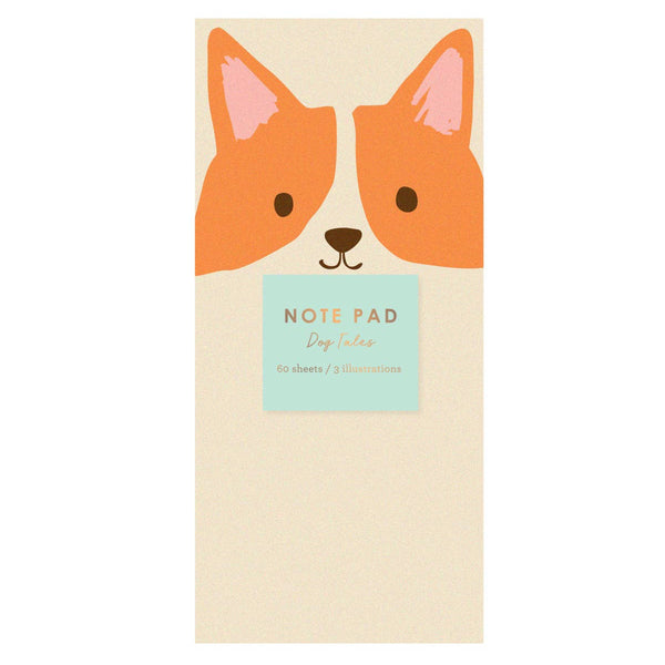 Note pad with a dog design on a white background