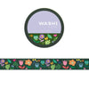 Washi tape with rich colorful floral design and visible brand packaging on a white background
