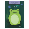 Sticky notes with a frog design on a dark green background