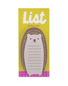 Sticky note pad with hedgehog design on yellow and pink packaging against a white background.