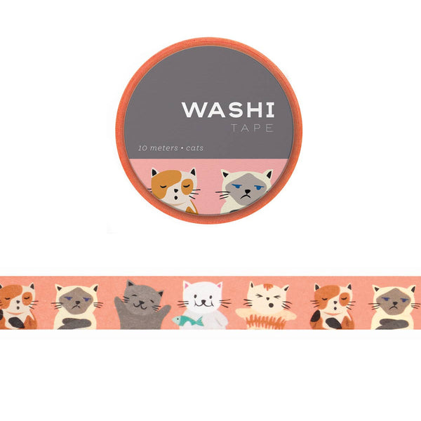 Washi tape with cat designs on a white background