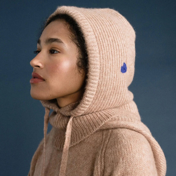 Cashmere Hoodie Balaclava In Fawn