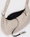 Recycled Leather Crescent Bag in Stone