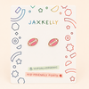 A pair of football-shaped stud earrings displayed on a white JaxKelly brand card. The earrings are pink with white laces and gold-tone outlines.