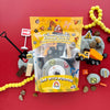 Construction-themed modeling clay play set with packaging on a red background