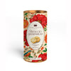 Canister of Lady Joseph Pistaccio Shortbread with floral design on a white background.