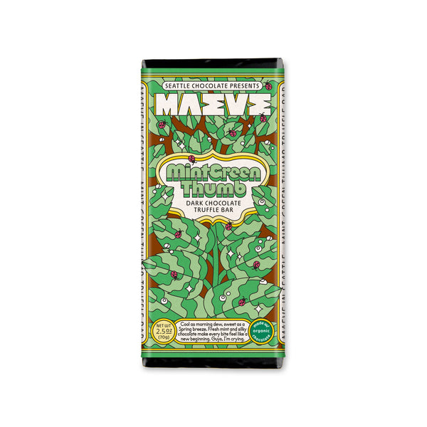 Mint Green Thumb chocolate truffle bar packaging on a white background