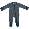 Bamboo Ribbed Footies in Navy Stripes