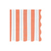 Wavy-edged paper napkin with red, white, and blue striped pattern on a white background