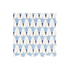 Patterned wavy-edged paper napkin with blue and white op art floral design on a white background