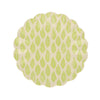 Small wavy-edged plate with a green leaf pattern on a white background