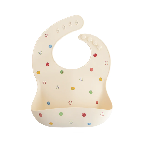 Silicone Baby Bib in Smiley Face Print