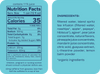 Nutrition facts and ingredients label on a blue background
