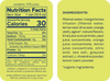 Nutrition facts and ingredients label for a margarita tea product.