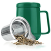 Green Ceramic Mug With Metal Tea Infuser