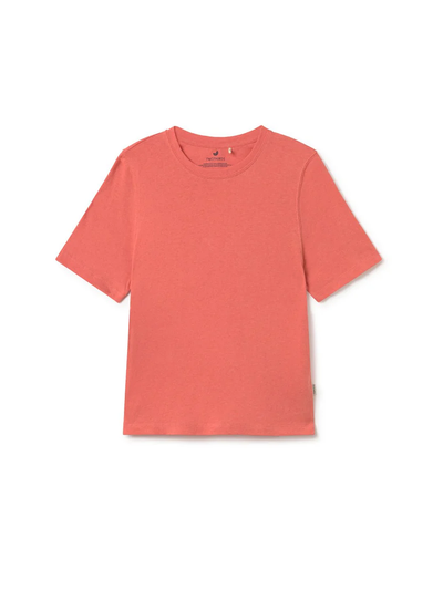 Coral t-shirt on a white background