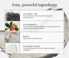 List of skincare ingredients with images and descriptions on a white background