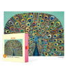 1000 piece puzzle with a colorful peacock design on a white background