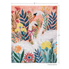 Floral swan puzzle with measurements on a white background