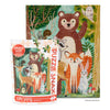Woodland animal puzzle with packaging on a white background