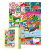 Colorful puzzle with cat-themed design and packaging on a white background