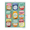 Colorful jam and honey jar puzzle with labels on a green background. This image shows the 8" by 10" dimensions. 