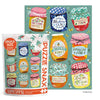 Puzzle Snax jar puzzle with colorful jars of jam and honey on a green background.
