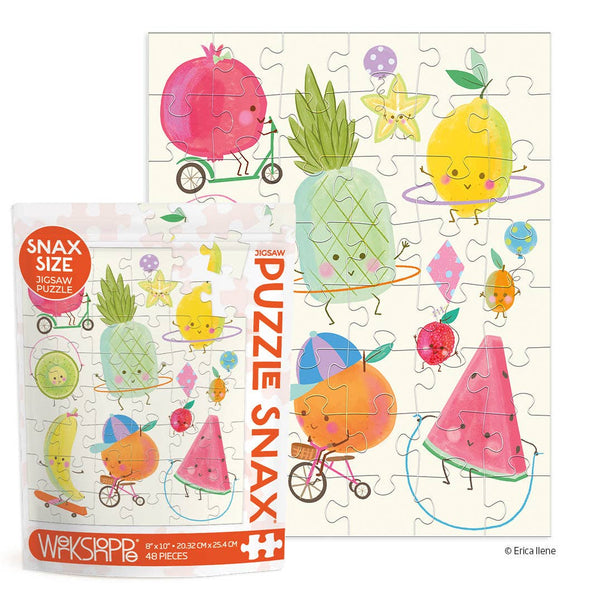Fruit-themed 48 piece puzzle with packaging on a white background