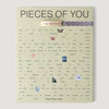 External paper packaging for the "Pieces of You" guided journal, photographed on a white backdrop.