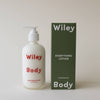 Wiley Body cedarwood lotion bottle and packaging on a plain background