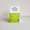 A box of Big Heart Tea's Chamomile Mint tea bags with a green and white color scheme.