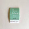 A packaged tea product labeled 'Royal Treatmint' by Big Heart Tea, featuring a green and white color scheme with text detailing the organic ingredients and the product description.