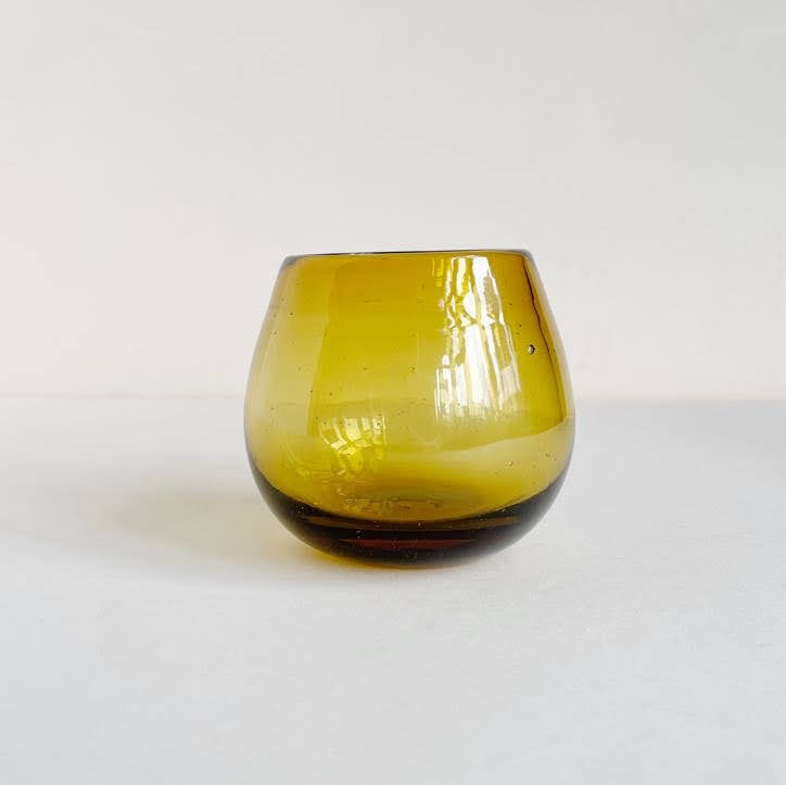 Handblown Yellow Colored Stemless Wine Glass